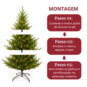 Árvore de Natal Pinheiro 1,80m de Altura - 900 Galhos - Micro LED