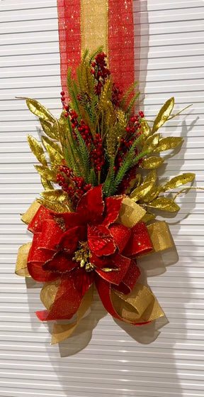 Escapulário Natalino Vermelho e Dourado Luxo