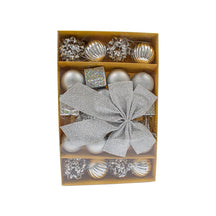 Kit 24 Enfeites Natalinos Bola Laço Decoração Árvore de Natal Vermelho Dourado Prata